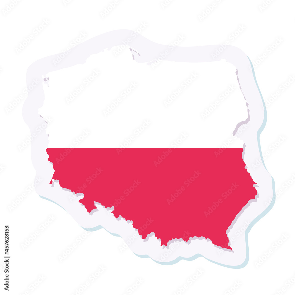Fototapeta premium Isolated colored map of Poland with its flag