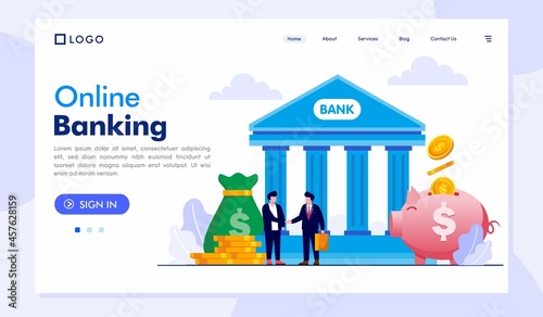 Online banking illustration, payment cashless concept, transaction, flat illustration vector banner