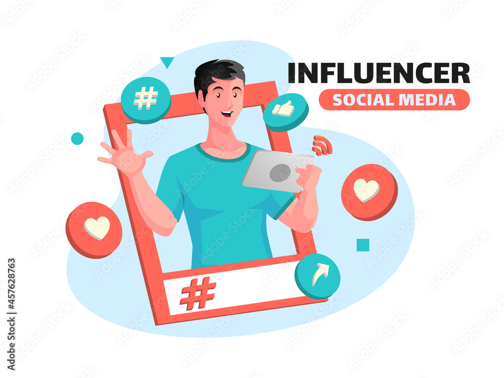 Influencer and promote social media concept
