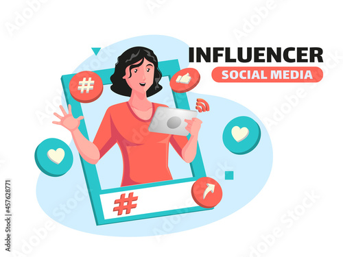 Influencer and promote social media concept
