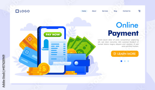 online payment software or application, cashless payment concept, secured payment, flat illustration vector template