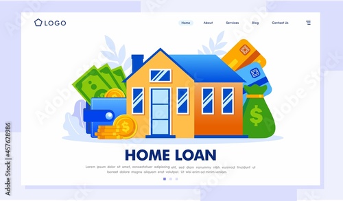 home loan illustration, residential concept, rental, agreement, agent or broker, flat illustration vector banner