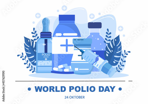 World Polio Day Background Which is Celebrated on October 24 Medicine to Life-Threatening Disease Caused by the Poliovirus. Vector Illustration
