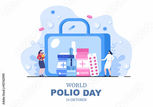 World Polio Day Background Which is Celebrated on October 24 Medicine to Life-Threatening Disease Caused by the Poliovirus. Vector Illustration