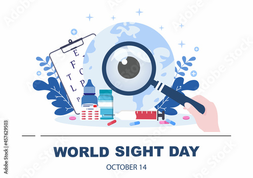 World Sight Day Background Vector Illustration Which is Commemorated Every Year for Where to Check Vision, Blindness, and Visual Impairment on the Eyes Concept