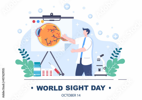 World Sight Day Background Vector Illustration Which is Commemorated Every Year for Where to Check Vision, Blindness, and Visual Impairment on the Eyes Concept