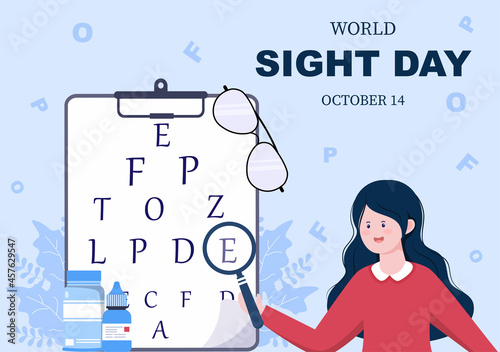 World Sight Day Background Vector Illustration Which is Commemorated Every Year for Where to Check Vision, Blindness, and Visual Impairment on the Eyes Concept