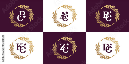 Set of alphabet wit laef frame luxury