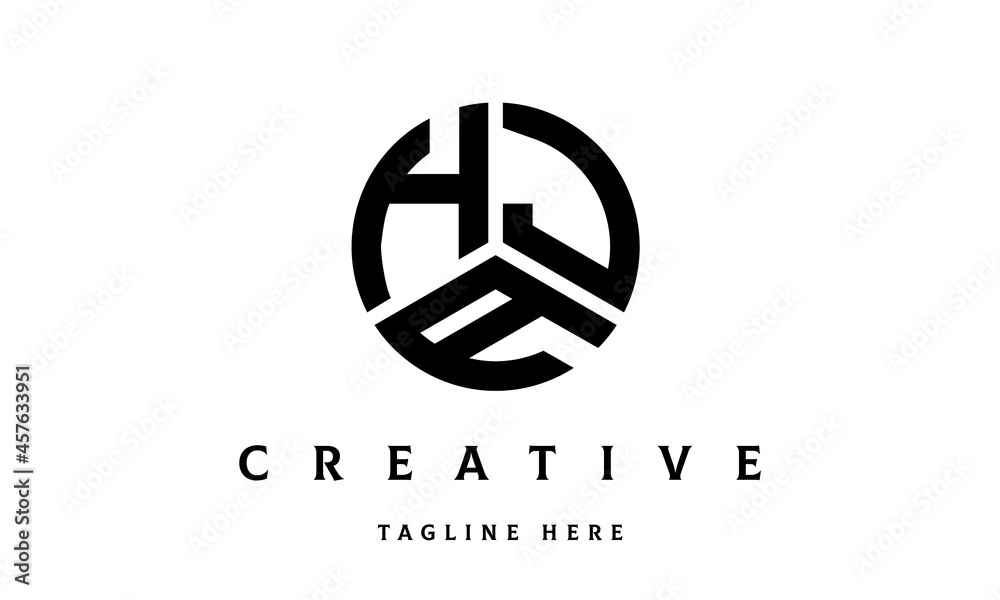 HJA creative circle three letter logo HJA creative circle three letter logo