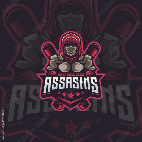 Assasin Logo Design Illustration For Baseball Club