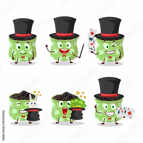 A barberry Magician cartoon character perform on a stage