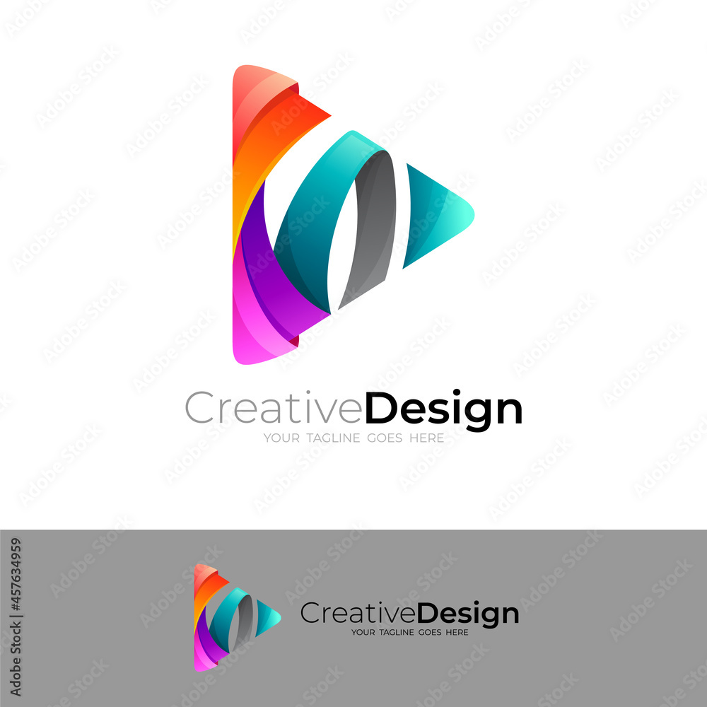 Abstract play logo and technology design colorful Abstract play logo and technology design colorful