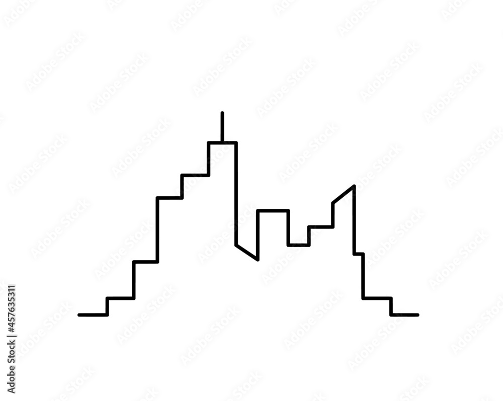 Abstract panoramic landscape as continuous lines drawing on white. Vector Abstract panoramic landscape as continuous lines drawing on white. Vector