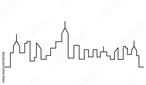 Abstract panoramic landscape as continuous lines drawing on white. Vector