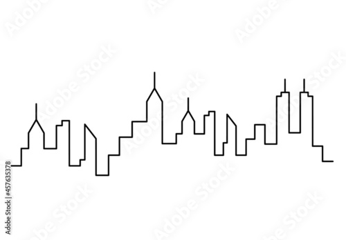 Abstract panoramic landscape as continuous lines drawing on white. Vector