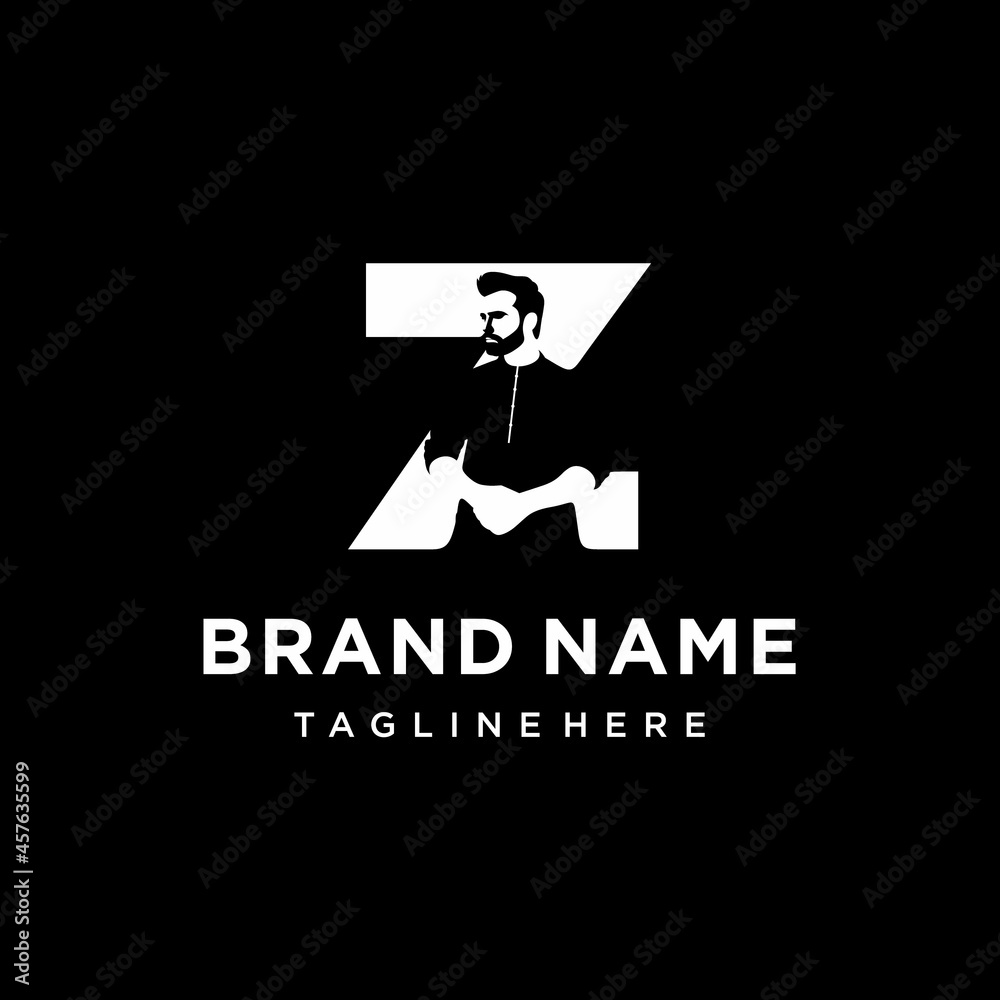 Man silhouette initial letter fashion brand logo icon vector Man silhouette initial letter fashion brand logo icon vector