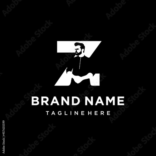 Man silhouette initial letter fashion brand logo icon vector