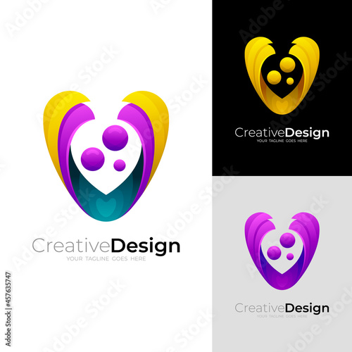Letter V design vector image, colorful icon