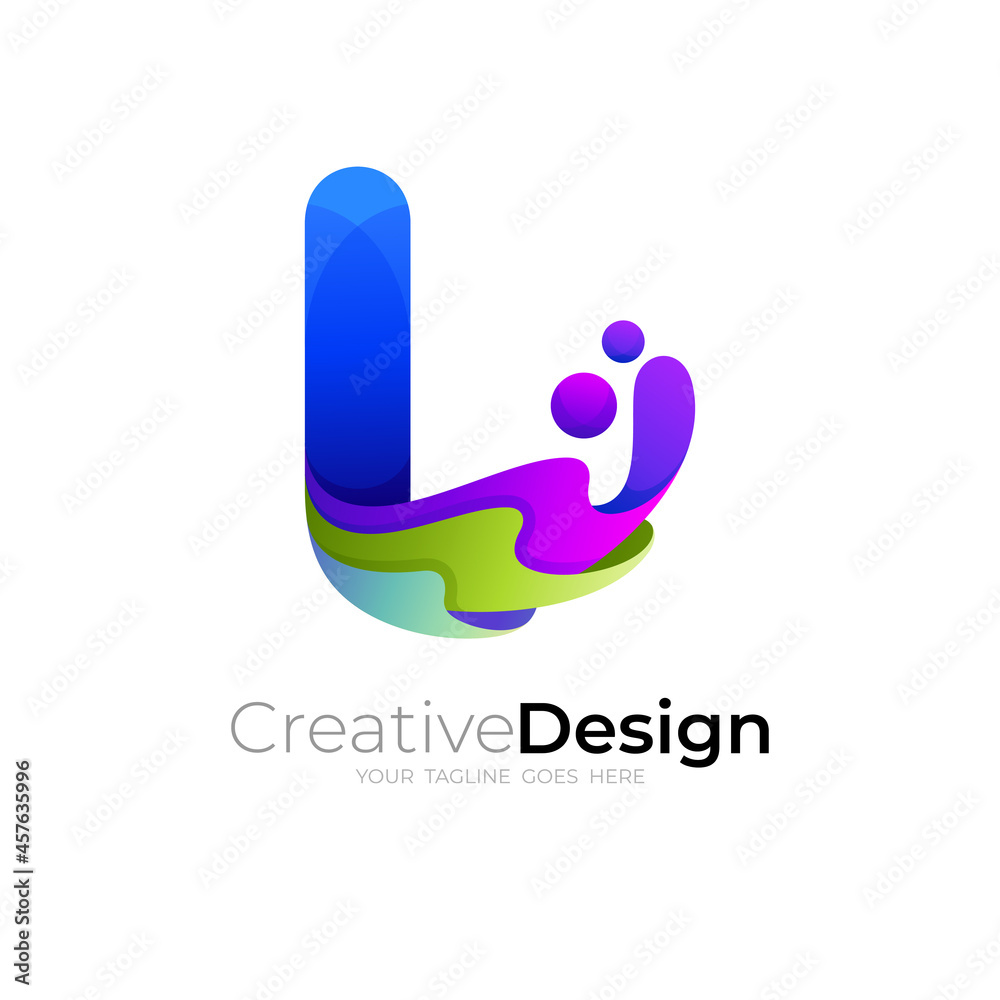 Symbol L logo with 3d colorful design template