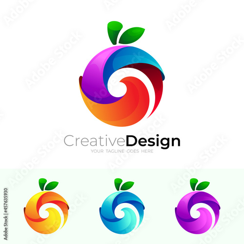 Abstract fruit logo template, colorful icons