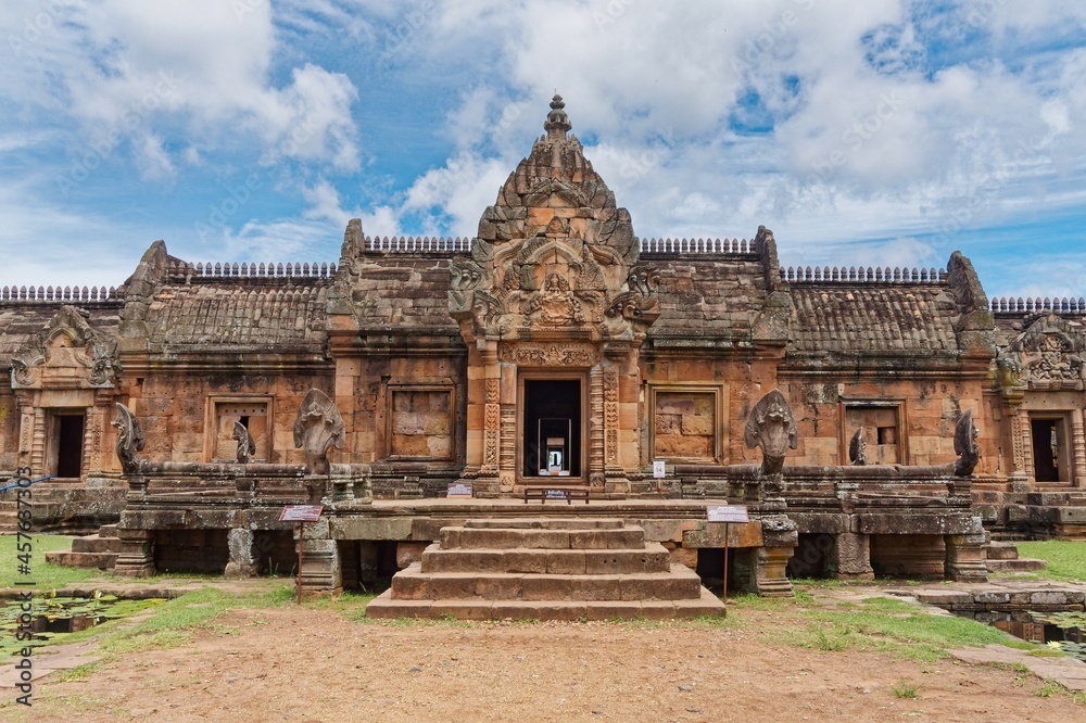 The view of the main tower of Prasat Phanomrung in the Historical Park, Buriram Province, Thailand,  which is an ancient Khmer-style temple complex built during the 10th -13th century.