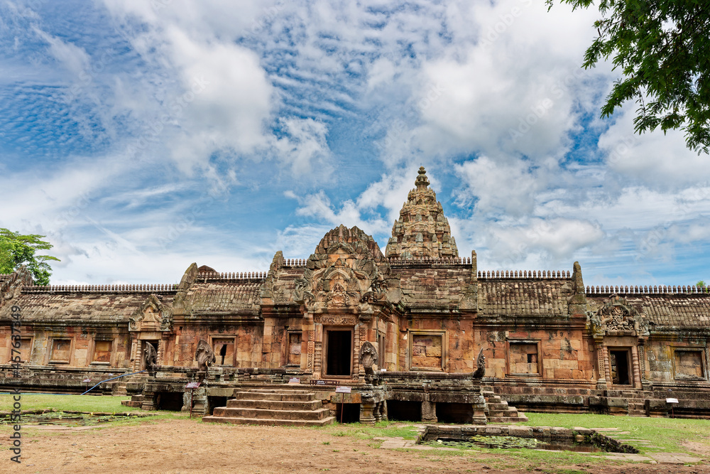 The main tower of Prasat Phanomrung in the Historical Park, Buriram Province, Thailand,  which is an ancient Khmer-style temple complex built during the 10th -13th century.