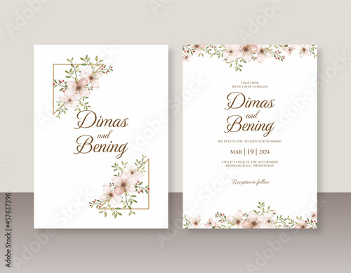 Floral watercolor for wedding invitation set template