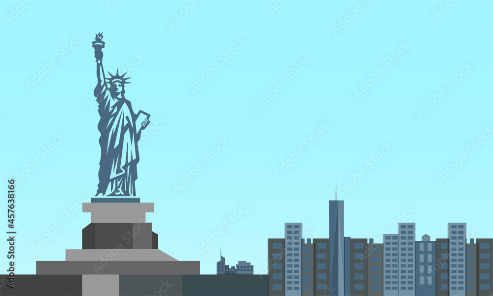 Obraz premium Skyline New york city statue of liberty