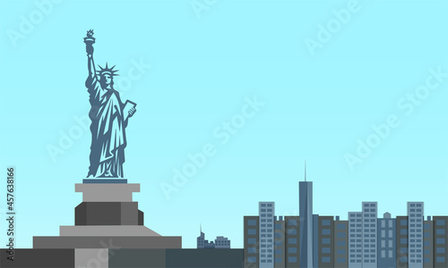 Skyline New york city statue of liberty