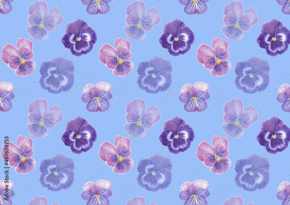 seamless blue pansy pattern watercolor seamless blue pansy pattern watercolor