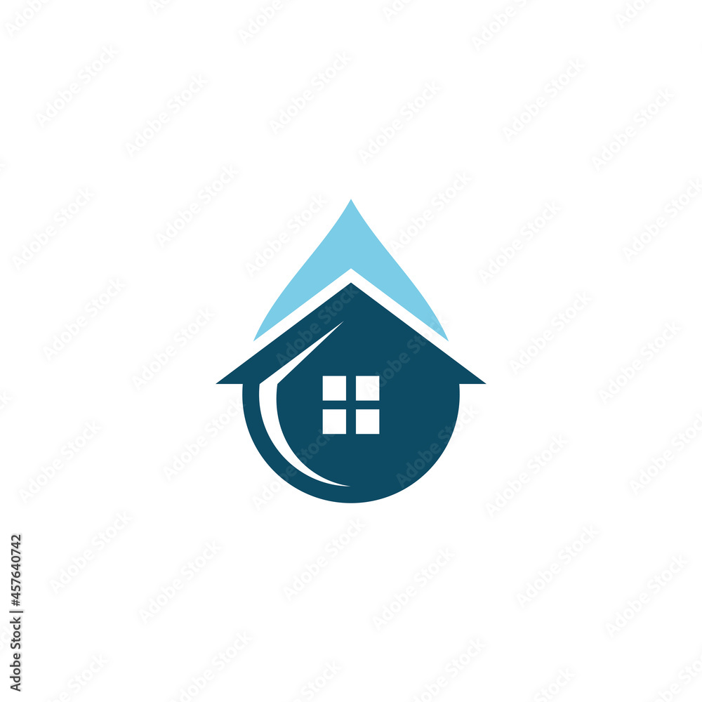 House Home and Water Drop Droplet Icon for Plumbing Logo Design House Home and Water Drop Droplet Icon for Plumbing Logo Design