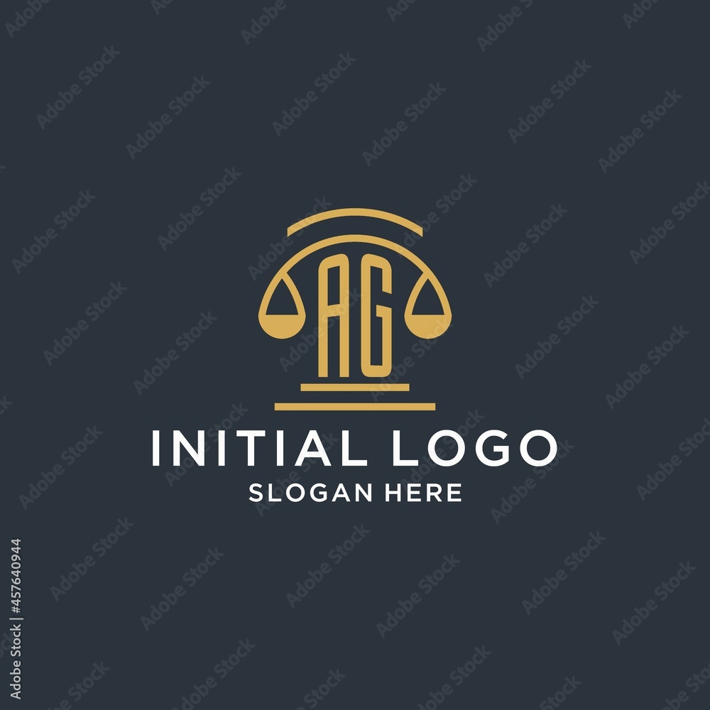 AG initial with scale of justice logo design template, luxury law and ...