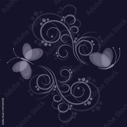 butterflies beautiful swirls vector illustration decor