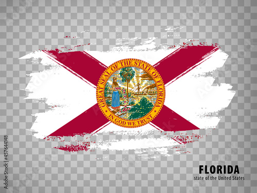 Flag of  Florida from brush strokes. United States of America.  Flag Florida with title on transparent background for your web site design,  app, UI. Stock vector. Vector illustration. EPS10.