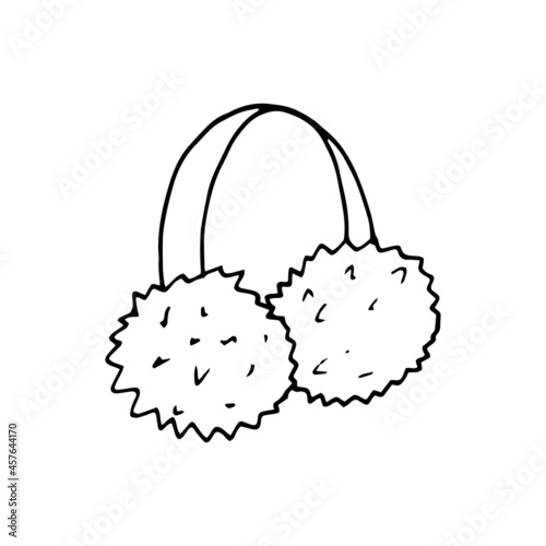 headphones fur hand drawn doodle. vector, scandinavian, nordic, minimalism, monochrome. icon, sticker. winter warm clothes.