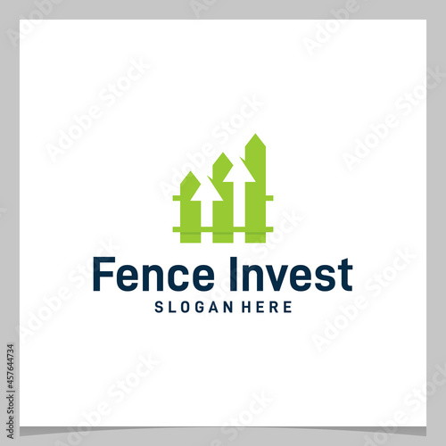 Inspiration logo design fence with grow arrow or investment finance logo. Premium vector