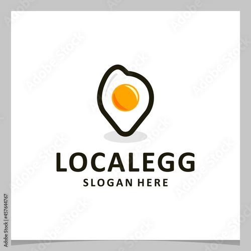 Inspiration logo design egg with location logo. Premium vector