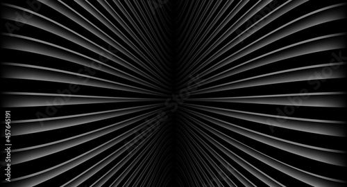 Fototapeta Naklejka Na Ścianę i Meble -  Abstract black background with 3D lines pattern,  minimal black gray striped vector background illustration for business presentation, dark neumorphism design.