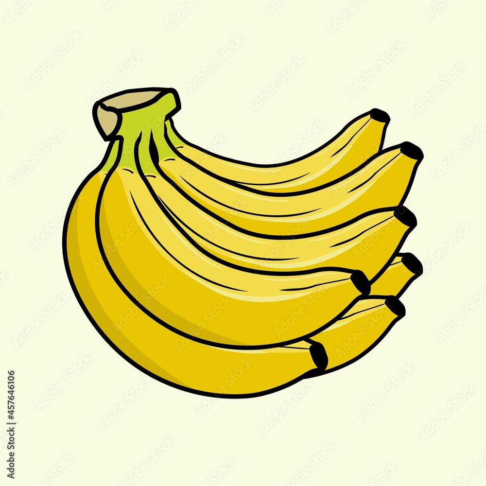 Bunch of Bananas Cartoon Illustration Isolated