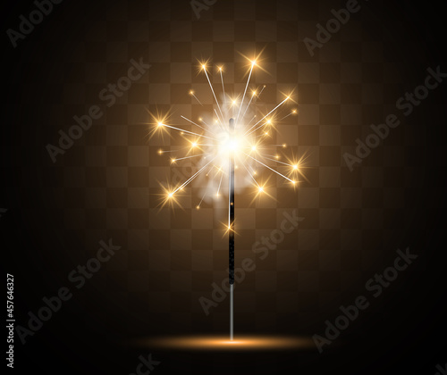 Vector illustration of sparklers on a transparent background.	
