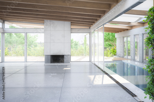 Empty Luxury Residential Villa Interior - 3d visualization
