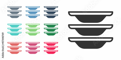 Black Washing dishes icon isolated on white background. Cleaning dishes icon. Dishwasher sign. Clean tableware sign. Set icons colorful. Vector