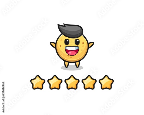 the illustration of customer best rating, potato chip cute character with 5 stars