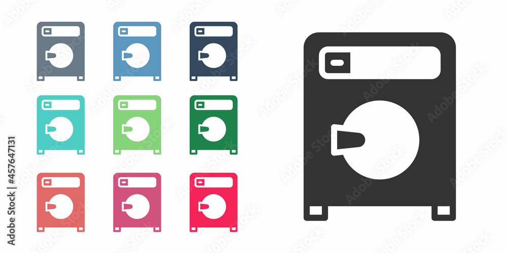 Black Washer icon isolated on white background. Washing machine icon. Clothes washer - laundry machine. Home appliance symbol. Set icons colorful. Vector Black Washer icon isolated on white background. Washing machine icon. Clothes washer - laundry machine. Home appliance symbol. Set icons colorful. Vector