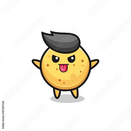 naughty potato chip character in mocking pose