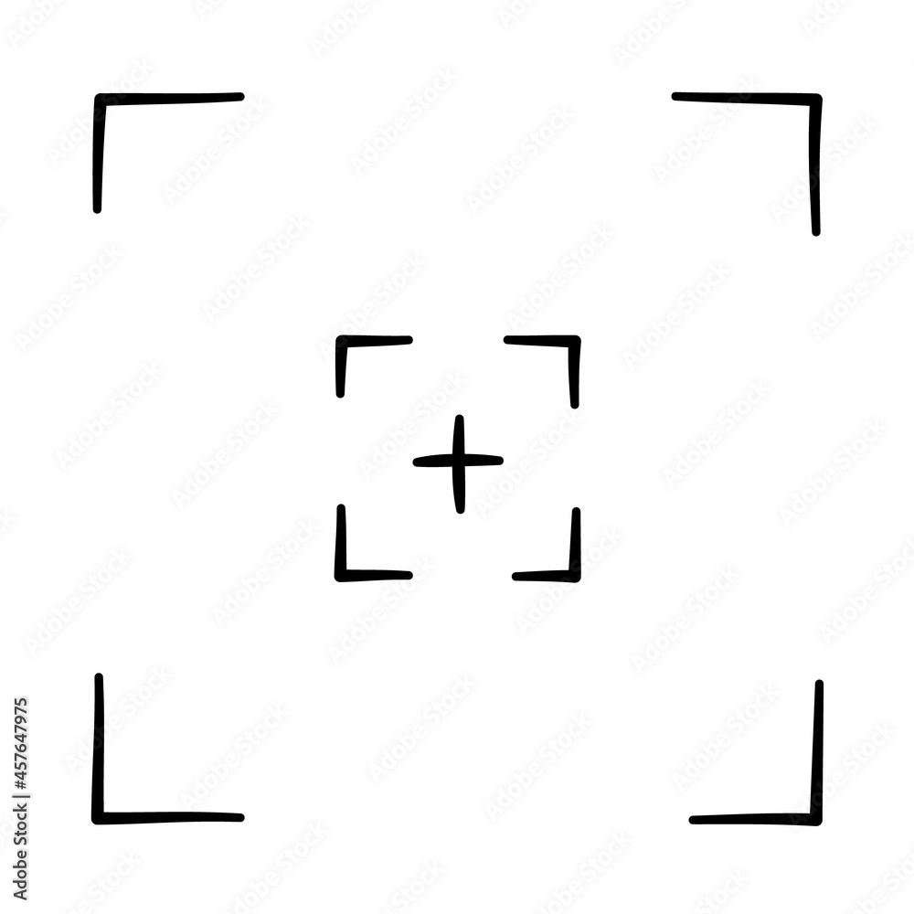 Hand drawn viewfinder frame of camera. Screen of video recorder digital ...