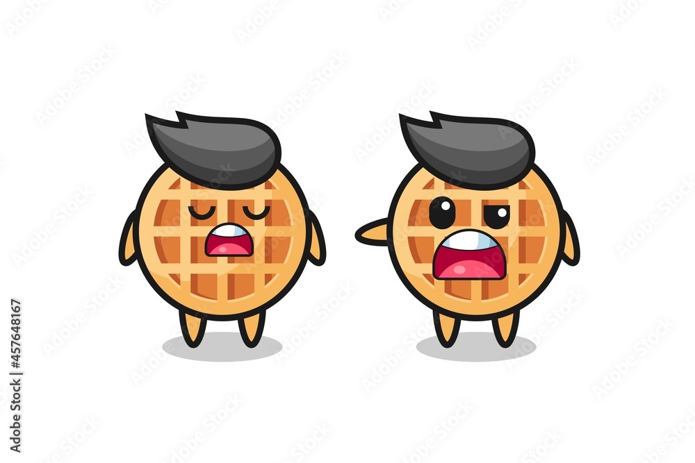 illustration of the argue between two cute circle waffle characters illustration of the argue between two cute circle waffle characters