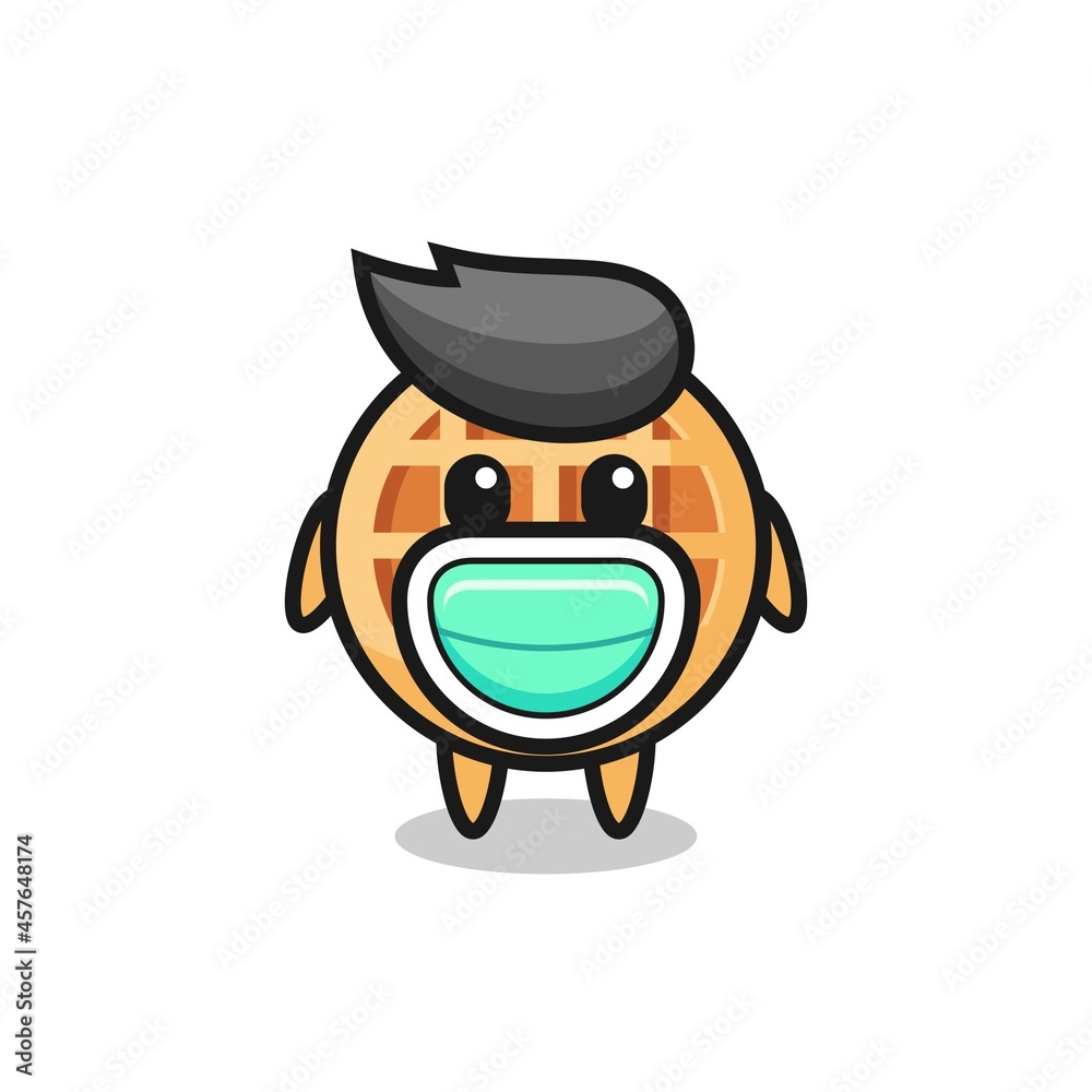 cute circle waffle cartoon wearing a mask cute circle waffle cartoon wearing a mask