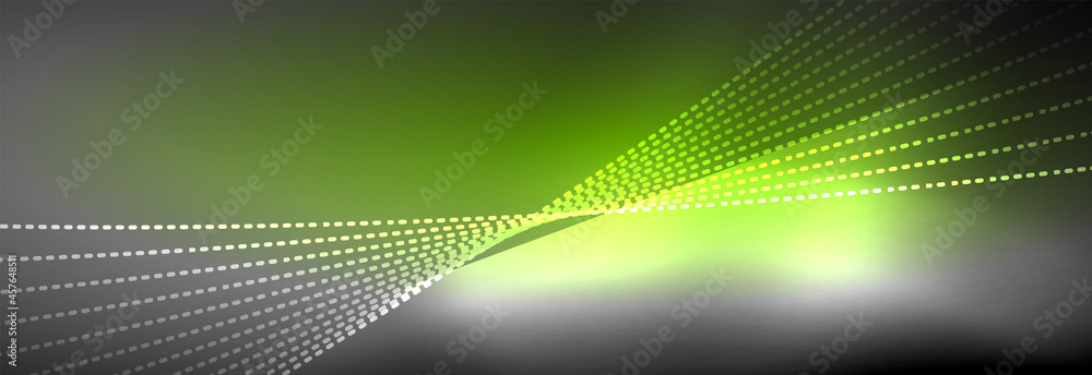 Neon shiny color background with light glowing wave line particles. Wallpaper background, design templates for business or technology presentations, internet posters or web brochure covers Neon shiny color background with light glowing wave line particles. Wallpaper background, design templates for business or technology presentations, internet posters or web brochure covers