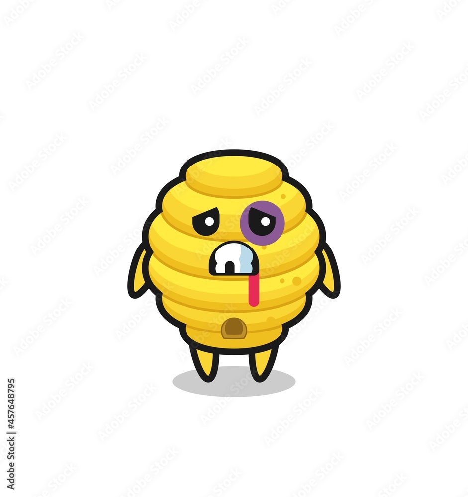 injured bee hive character with a bruised face injured bee hive character with a bruised face